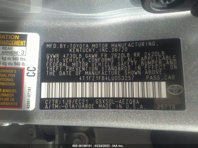 2020 Toyota Avalon, VIN: 4T1FZ1FB4LU053257