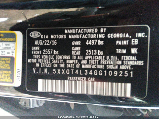 KIA Optima Lx 2016 5XXGT4L34GG109251 Image 10