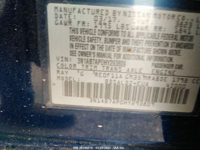 3N1AB7AP0HY293809 Nissan SENTRA SV