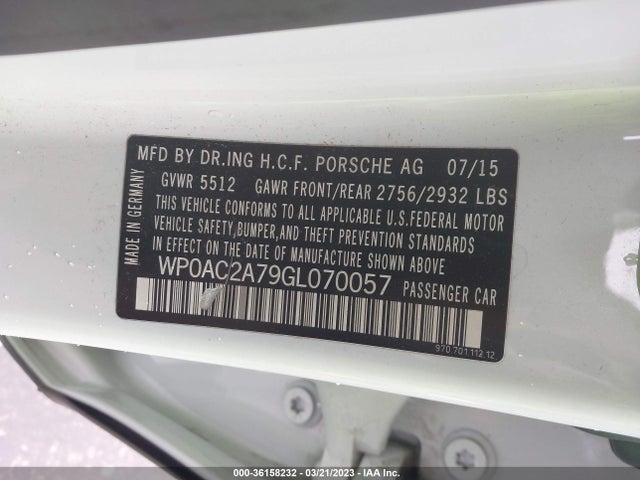 2016 Porsche Panamera, VIN: WP0AC2A79GL070057