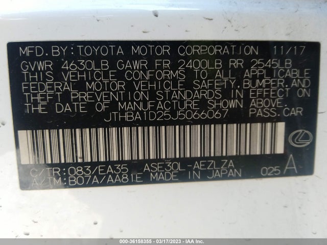 JTHBA1D25J5066067 Lexus Is Is 300