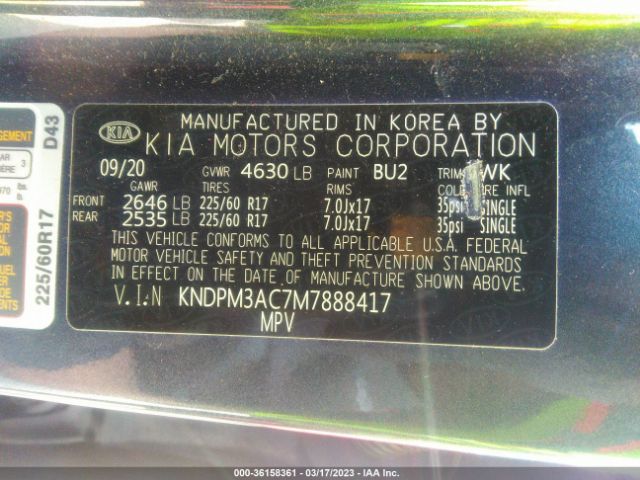 KNDPM3AC7M7888417 KIA Sportage Lx