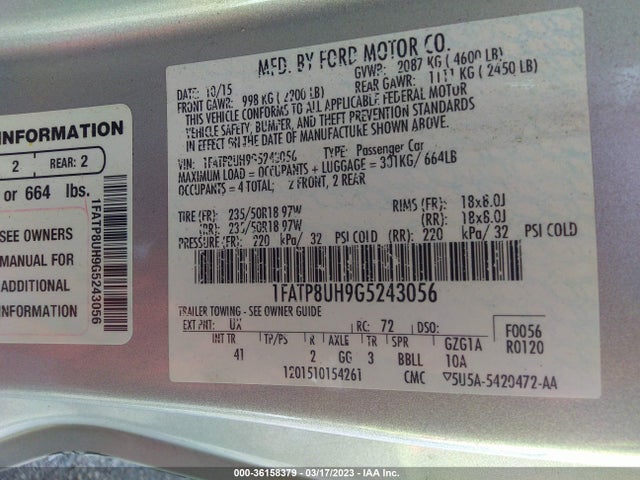 Ford Mustang Ecoboost Premium 2016 1FATP8UH9G5243056 Image 9