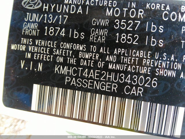 Hyundai ACCENT SE 2017 KMHCT4AE2HU343026 Image 10