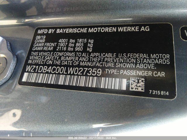 2020 Toyota Supra, VIN: WZ1DB4C00LW027359