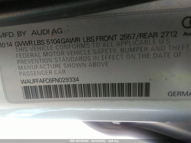 WAUFFAFC6FN029334 Audi A6 2.0t Premium