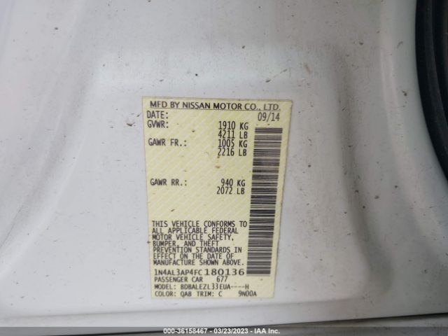 1N4AL3AP4FC180136 Nissan Altima 2.5 S
