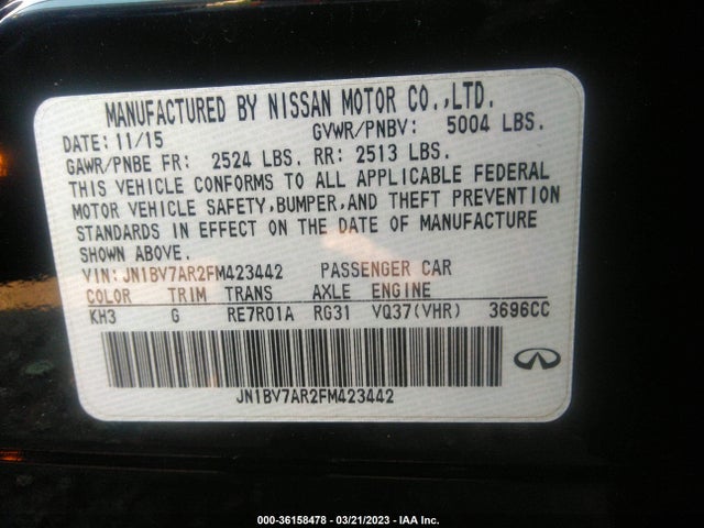 JN1BV7AR2FM423442 Infiniti Q50 Premium