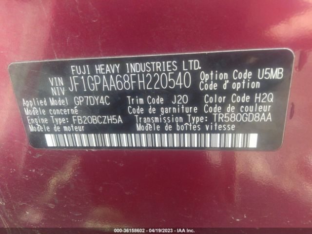 JF1GPAA68FH220540 Subaru Impreza Wagon 2.0i
