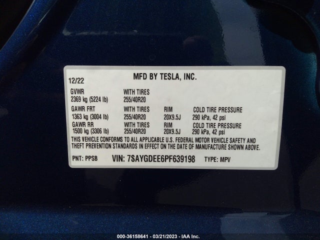 Tesla Model Y Long Range 2023 7SAYGDEE6PF639198 Image 9