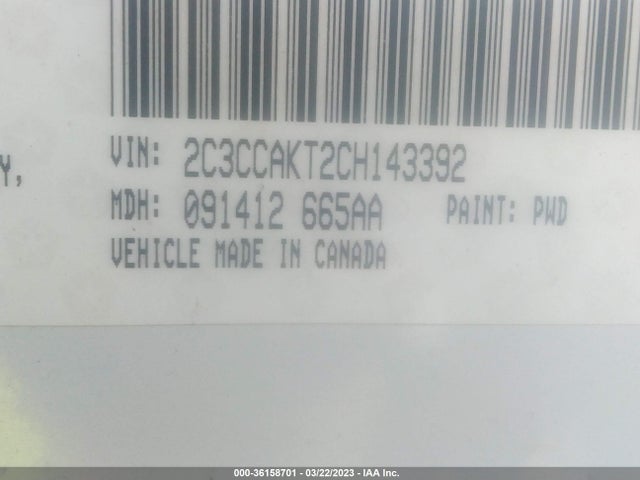 2012 CHRYSLER 300 300C VIN: 2C3CCAKT2CH143392