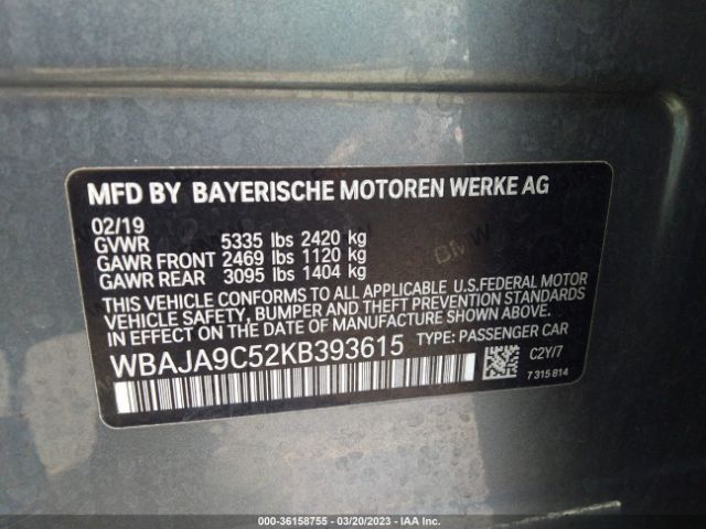 WBAJA9C52KB393615 BMW 5 Series 530e Iperformance