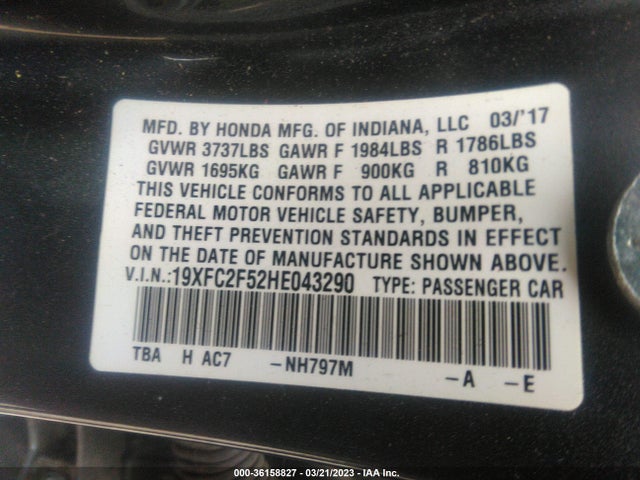 Honda Civic Sedan Lx 2017 19XFC2F52HE043290 Image 11