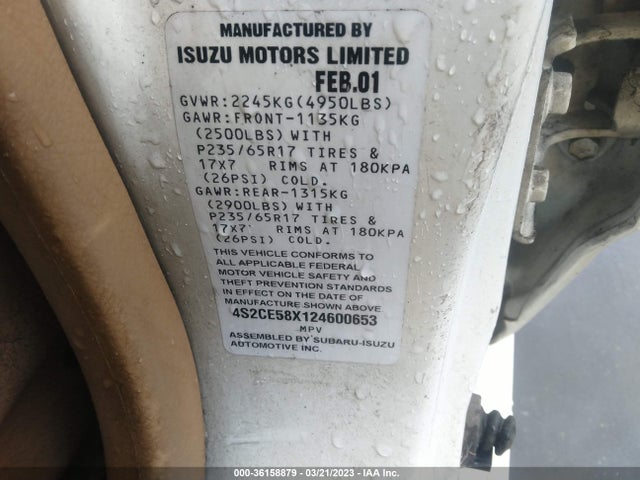 2002 ISUZU AXIOM VIN: 4S2CE58X124600653