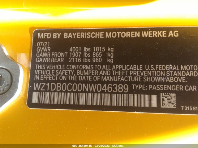 2022 Toyota Supra, VIN: WZ1DB0C00NW046389