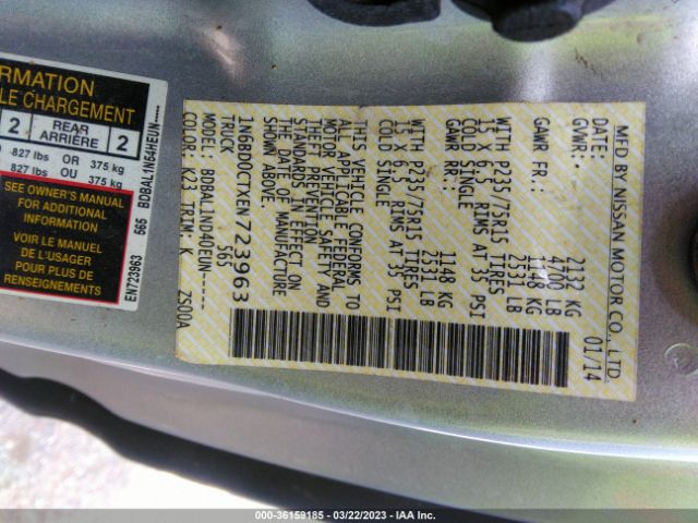 1N6BD0CTXEN723963 Nissan Frontier S/sv
