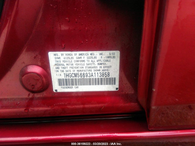 2003 HONDA ACCORD SDN EX VIN: 1HGCM56693A113858