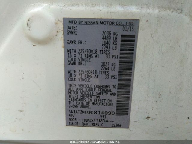5N1AT2MTXFC814090 Nissan Rogue Sl