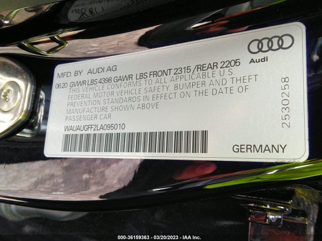Audi A3 Sedan Premium 2020 WAUAUGFF2LA095010 Image 9
