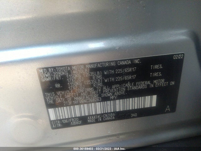 Toyota RAV4 LE 2022 2T3F1RFV6NC268263 Image 10