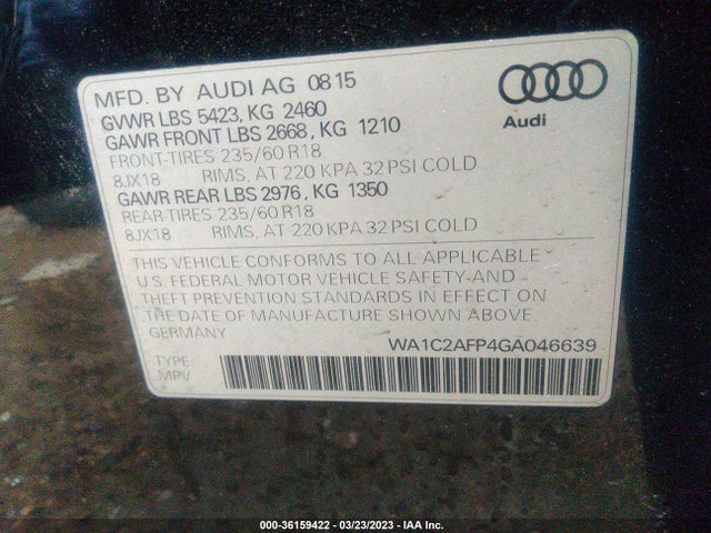 WA1C2AFP4GA046639 Audi Q5 PREMIUM