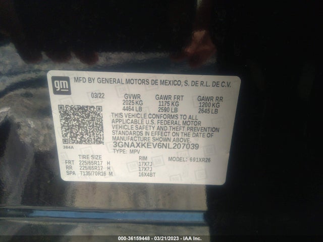 Chevrolet EQUINOX LT 2022 3GNAXKEV6NL207039 Image 10