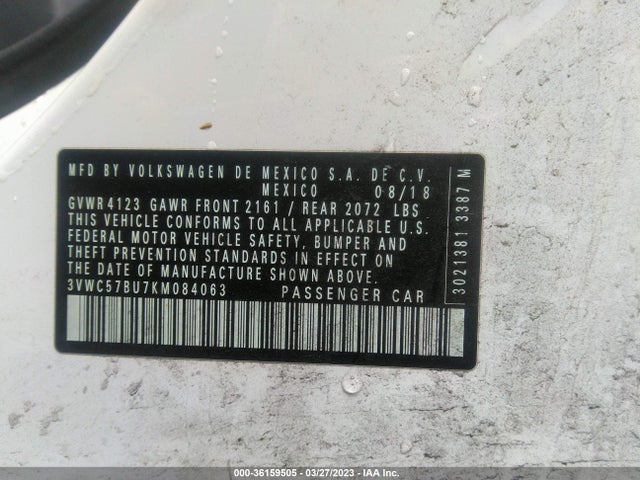 3VWC57BU7KM084063 Volkswagen Jetta 1.4t R-line/1.4t S/1.4t Se