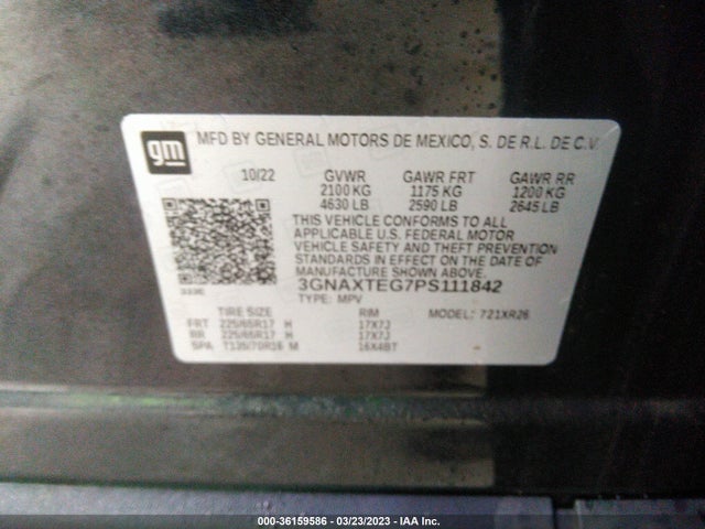 Chevrolet EQUINOX LT 2023 3GNAXTEG7PS111842 Image 9