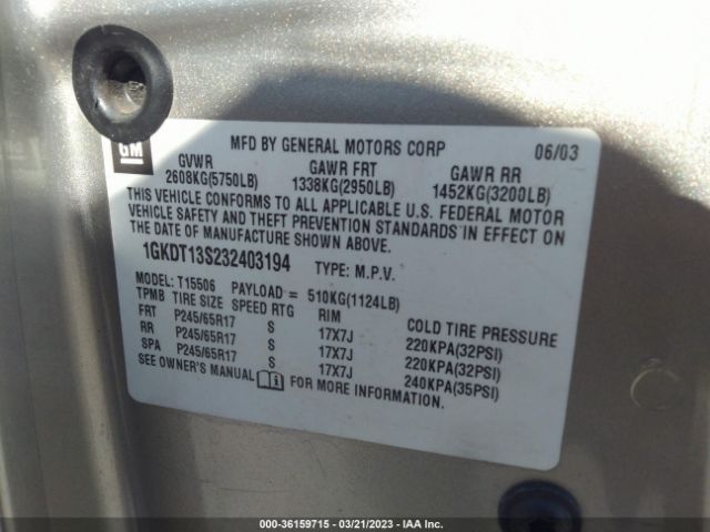 1GKDT13S232403194 GMC Envoy Sle