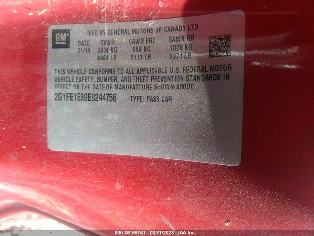 Chevrolet CAMARO LS 2014 2G1FE1E39E9244756 Image 10