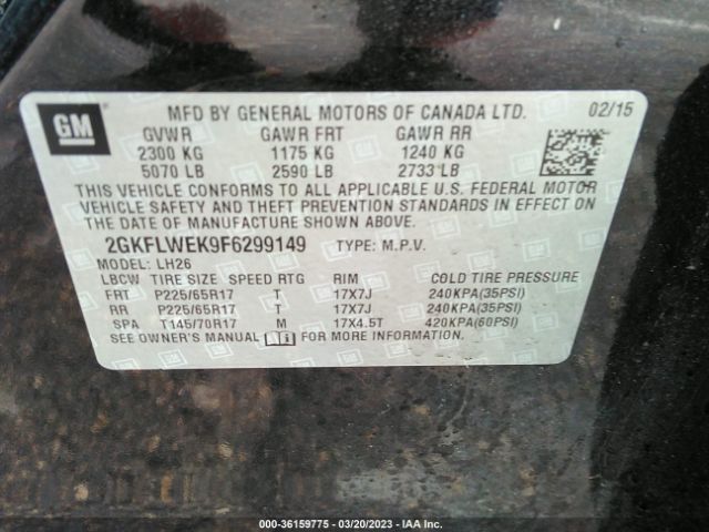 2GKFLWEK9F6299149 GMC Terrain Sle