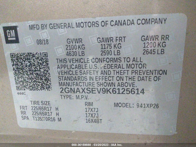 Chevrolet EQUINOX LS 2019 2GNAXSEV9K6125614 Image 10