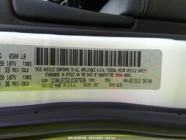 1C4RJECG2JC327638 Jeep Grand Cherokee High Altitude