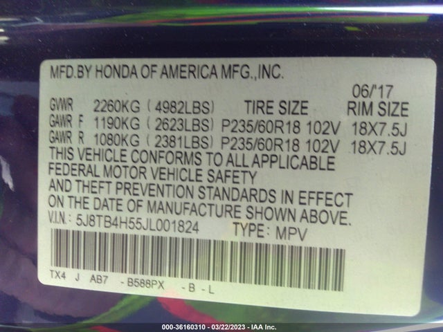 2018 Acura RDX, VIN: 5J8TB4H55JL001824
