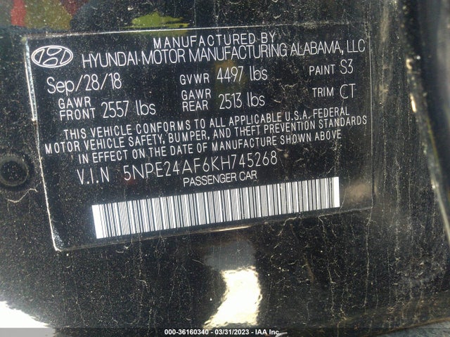Hyundai SONATA SE 2019 5NPE24AF6KH745268 Image 9