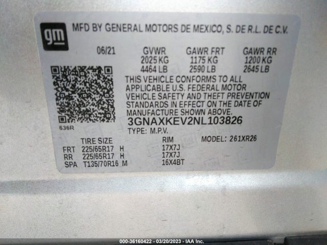 Chevrolet EQUINOX LT 2022 3GNAXKEV2NL103826 Image 9