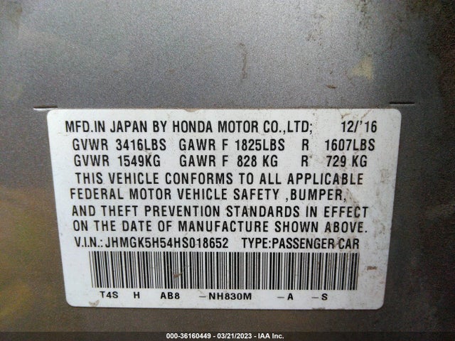 Honda FIT LX 2017 JHMGK5H54HS018652 Image 10
