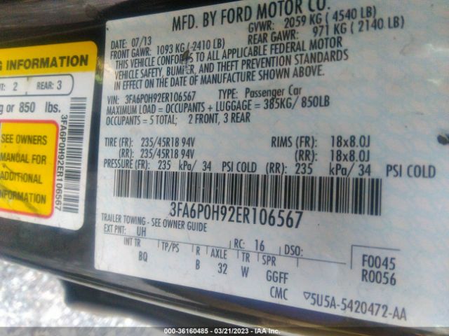3FA6P0H92ER106567 Ford FUSION SE