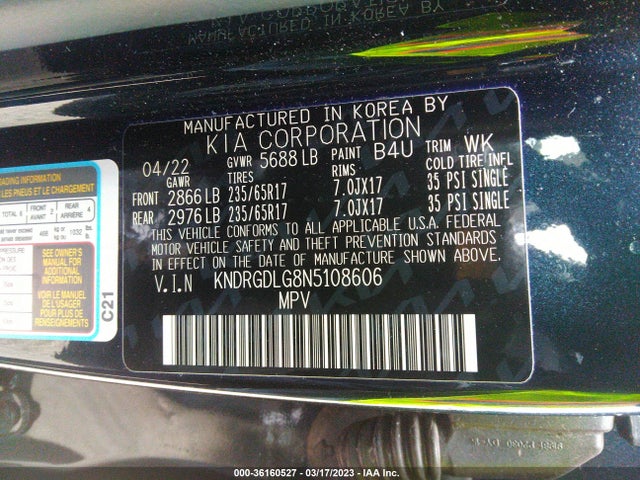2022 Kia Sorento, VIN: KNDRGDLG8N5108606