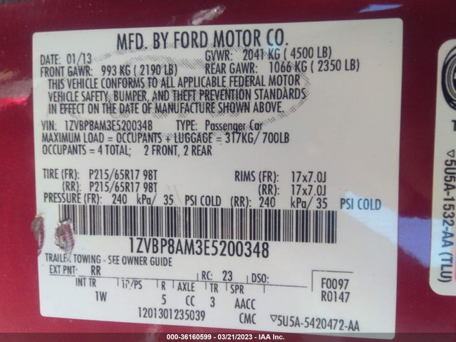 Ford Mustang V6 2014 1ZVBP8AM3E5200348 Image 10
