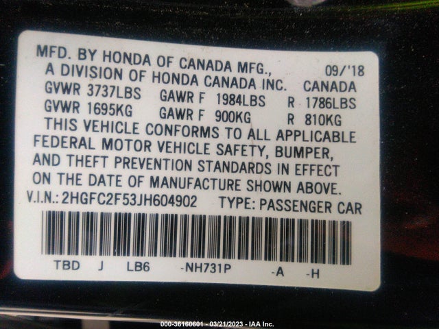 Honda Civic Sedan Lx 2018 2HGFC2F53JH604902 Image 10