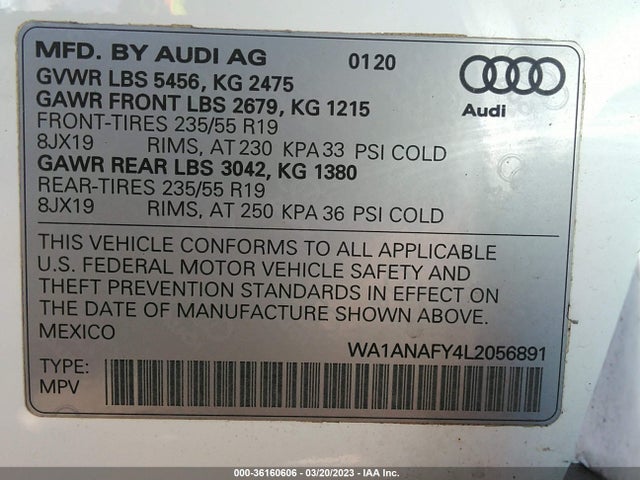 WA1ANAFY4L2056891 Audi Q5 Premium/titanium Premium