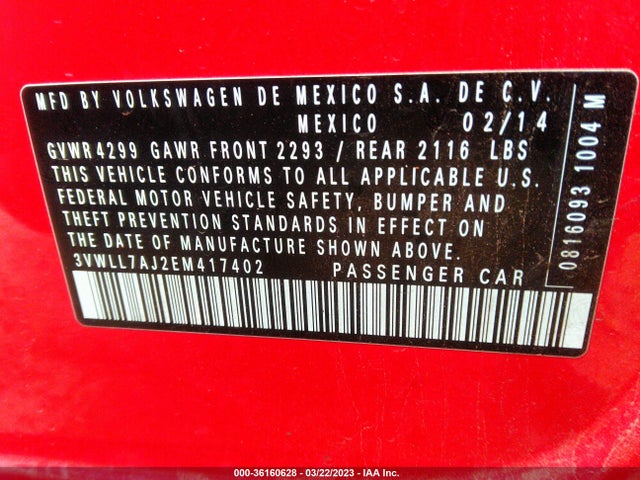 3VWLL7AJ2EM417402 Volkswagen Jetta Sedan Tdi