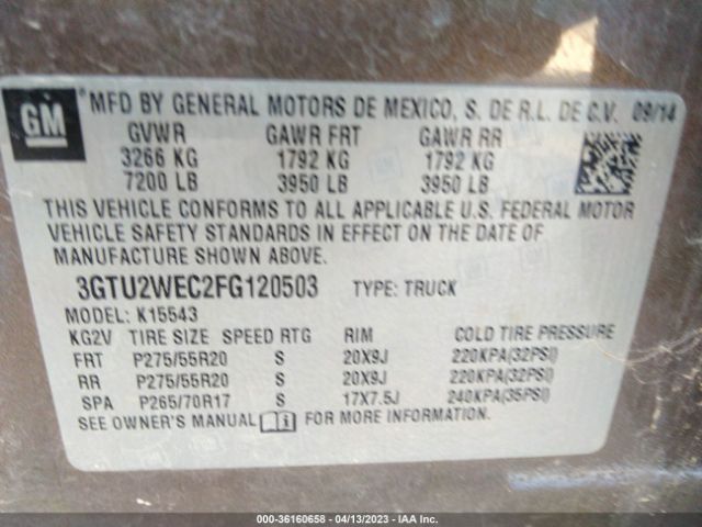 3GTU2WEC2FG120503 GMC Sierra 1500 Denali