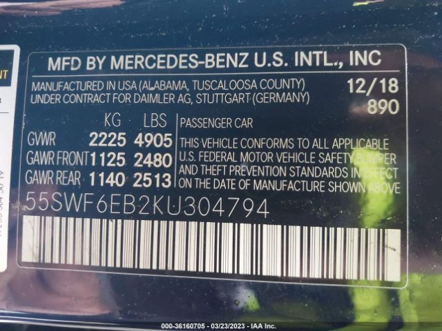 55SWF6EB2KU304794 Mercedes-Benz C-class Amg C 43