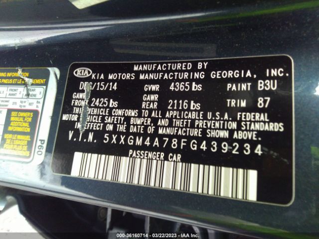 5XXGM4A78FG439234 KIA Optima Lx