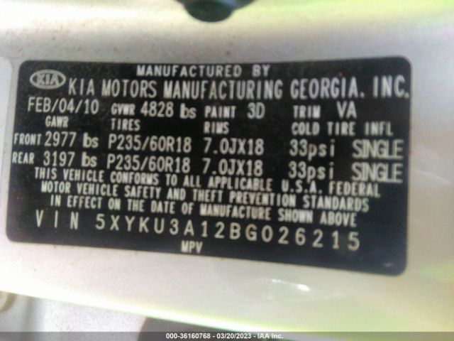5XYKU3A12BG026215 KIA SORENTO EX