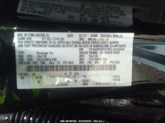 Ford FOCUS SE 2014 1FADP3F21EL103494 Image 9