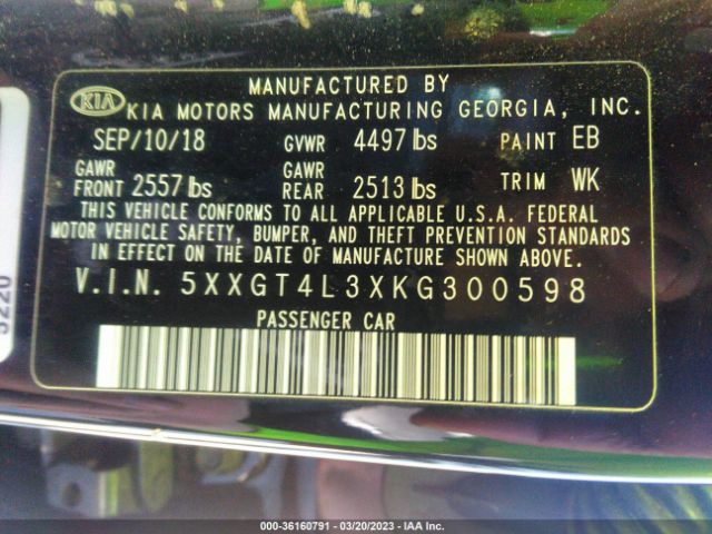 5XXGT4L3XKG300598 KIA Optima Lx