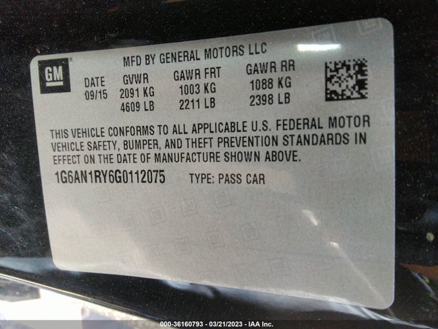 2016 Cadillac ATS, VIN: 1G6AN1RY6G0112075
